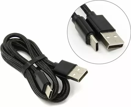 Кабель USB2.0-USB Type C, Jet.A, в оплётке, 1м, черный (JA-DC31)