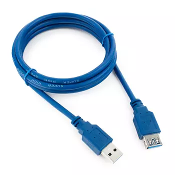 Кабель-удлинитель USB(Am)-USB(Af), экранированный, 1.8 м, синий, Cablexpert (CCP-USB3-AMAF-6)