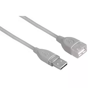 Кабель USB 2.0 A(m)-USB2.0(Af) удлинитель, Hama, 5m, серый (78400)