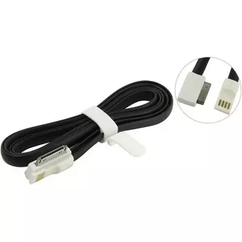 Кабель USB 2.0(Am)-Lightning 30-pin(m), угловой, плоский, магнитный, 1.2м, черный Smartbuy iK-412m (iK-412m black)