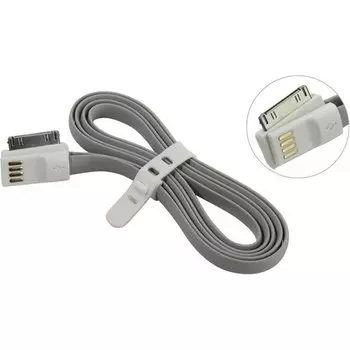 Кабель USB 2.0(Am)-Lightning 30-pin(m), угловой, плоский, магнитный, 1.2м, серый Smartbuy iK-412m (iK-412m grey)