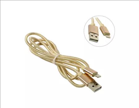 Кабель USB 2.0(Am)-Lightning 8-pin(m), 1.5A 1 м, золотистый KS-IS (KS-292GO-1)