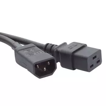 Кабель питания IEC-320-C19-IEC-320-C14, 10A, 220В, 3м, черный LANMASTER (LAN-PP19/14-3.0-BK)