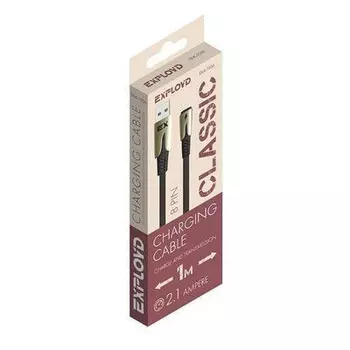 Кабель USB 2.0(Am)-Lightning 8-pin(m), 2.1A, 1м, черный Exployd Classic EX-K-1036 (EX-K-1036)