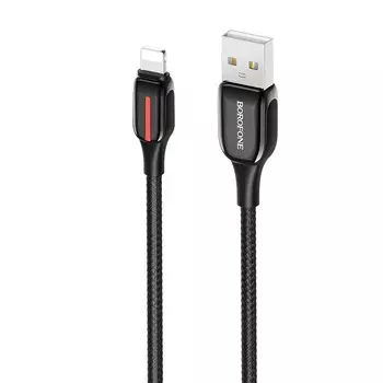 Кабель USB 2.0(Am)-Lightning 8-pin(m), 2.4A, 1.2м, черный Borofone Heroic BU14 (6931474717313)
