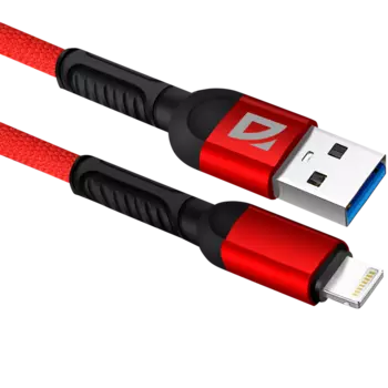Кабель USB-Lightning 8-pin, 2.4A 1 м, красный Defender F167 (87104RED)