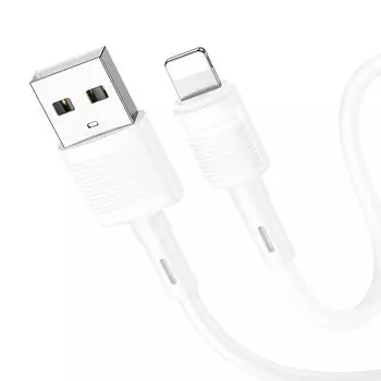 Кабель USB-Lightning 8-pin, 2.4A, 1м, белый HOCO X83 Victory (6931474770875)