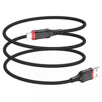 Кабель USB 2.0(Am)-Lightning 8-pin(m), 2.4A, 1м, черный Borofone BX67 (6974443383348)