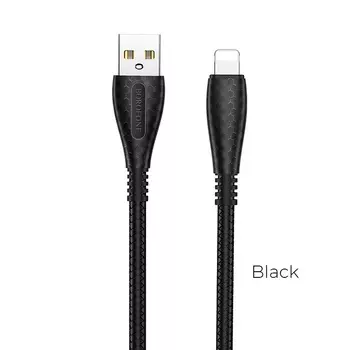 Кабель USB-Lightning 8-pin, 2.4A, 1м, черный Borofone Cool BX38