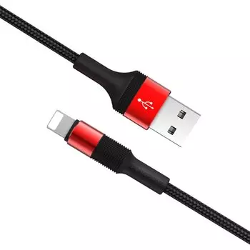 Кабель USB 2.0(Am)-Lightning 8-pin(m), 2.4A, 1м, красный Borofone Outstanding BX21 (03170)