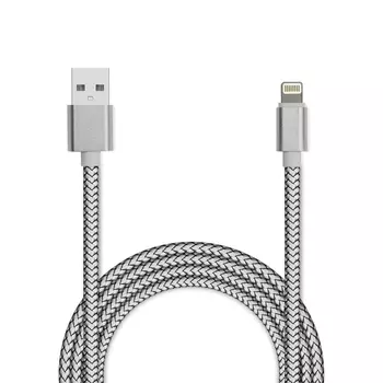Кабель USB 2.0(Am)-Lightning 8-pin(m), 2.4A, 1м, серебристый Jet.A JA-DC44 (JA-DC44 1m Silver)