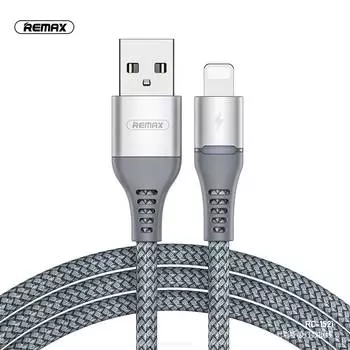 Кабель USB-Lightning 8-pin, 2.4A, 1м, серый Remax Colorful Light RC-152i (6972174152073)