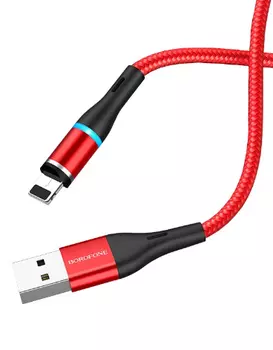 Кабель USB 2.0(Am)-Lightning 8-pin(m), 2.4A быстрая зарядка, 1.2м, красный Borofone