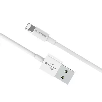 Кабель USB-Lightning 8-pin, 2A, 1м, белый Borofone Bloom BX22 (703309)