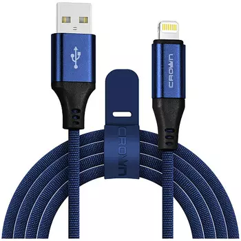 Кабель USB-Lightning 8-pin, 2A, 1м, синий Crown (CM000003301)