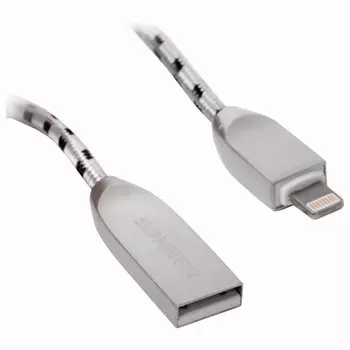 Кабель USB-Lightning 8-pin, 3A, 1м, серебристый SONNEN Premium (513126)