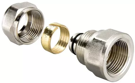 Соединитель латунный обжимной с переходом Valtec 16х1/2″ внутренняя резьба
