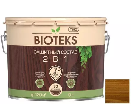 Состав защитный лессирующий Текс Bioteks 2 в 1 Орех 9 л