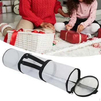 Christmas Gift Wrap Organizer PVC Clear Bag Wrapping Paper Rolls Waterproof Storage 60x15cm белый