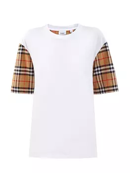 Хлопковая футболка с рукавами в клетку Vintage Check