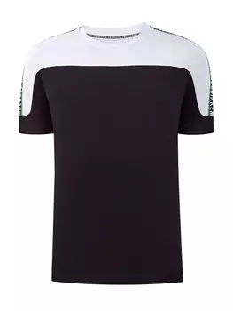 Хлопковая футболка в стиле colorblock с лентой-аппликацией