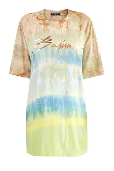 Футболка с принтом в технике тай-дай и зеркальной монограммой