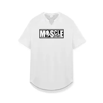 Muscleguys новая молодежная мужская спортивная футболка с короткими рукавами и v-образным вырезом с короткими рукавами и половиной рукава M чёрный
