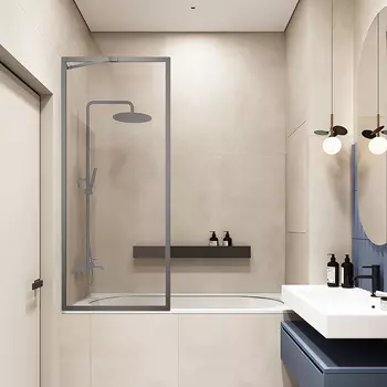 Шторка для ванны Veconi Palau 70x150 PL85GR-70-01-C7 стекло прозрачное, профиль графит