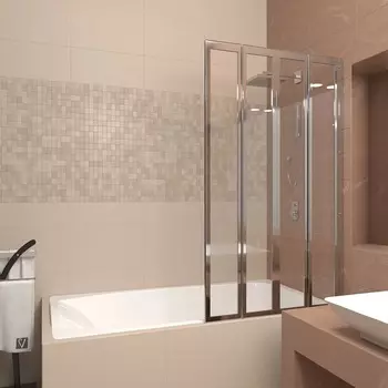 Шторка для ванны Veconi PL74R-90-01-19C4 90х150 стекло прозрачное, профиль хром