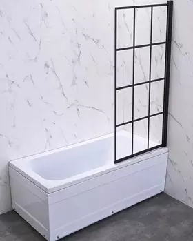 Шторка для ванны Veconi PL77R PL77R-70-01-C6 70x150 стекло прозрачное, профиль черный, правая