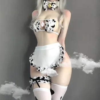 Новый костюм для косплея Cos Cow, аниме, купальник для девочек, одежда в стиле Лолиты, бюстгальтер и трусики, комплект, чулки, танкини, бикини, купальник горничной One Size