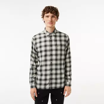 Фланелевая рубашка Lacoste Slim Fit в клетку из смеси хлопка и шерсти
