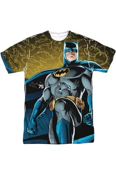 Футболка Batman 75 Glow с коротким рукавом для взрослых из полиэстера Gildan, белый