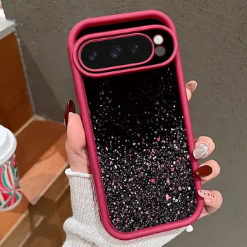 Маленький розовый сакура узор противоударный матовый чехол для Google Pixel 9 Pro XL 8 Pro 8A TPU мягкий защитный чехол для линз телефона Google Pixel 9 чёрный