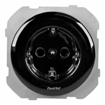 34212272 Розетка 2К+З, черный фарфор Fontini DO