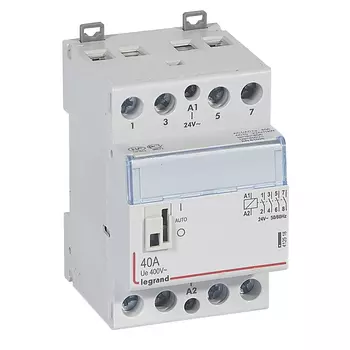 412518 CX3 Контактор 24V 4НО 40А с руч.уп. Legrand