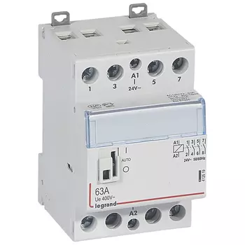 412519 CX3 Контактор 24V 4НО 63А с руч.уп. Legrand