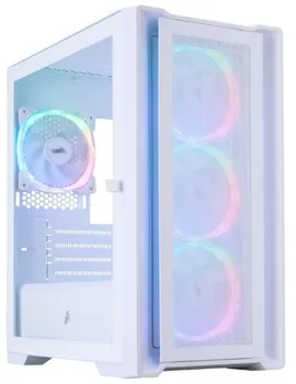 Корпус mATX 1STPLAYER TRILOBITE T4 MESH T4-WH-4FS7-W без БП, боковая панель из закалённого стекла, 2*USB 3.0, USB 2.0