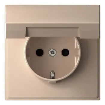 Розетка с заземлением Systeme Electric GAL001246 ArtGallery со шторками с крышкой, 16А, IP20, механизм, Песочный