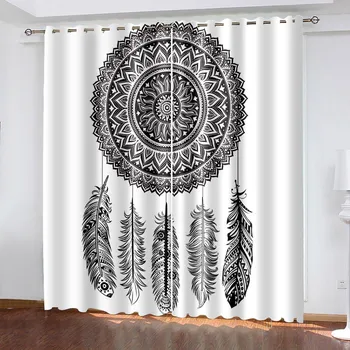 Плотные шторы Dreamcatcher для спальни, гостиной, термоизоляционные шторы для окон в стиле бохо, декор(2Панели) Кортина W132cm x H160cm&Hook