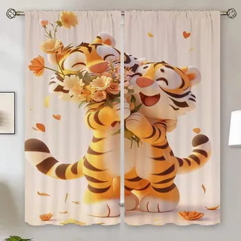 Love Tiger Blackout Curtains for Window Curtains for Living Room Bathroom Curtain Tiebacks Partition Tulle in Kitchen Blind the W50xH70cmx2pcs-CL