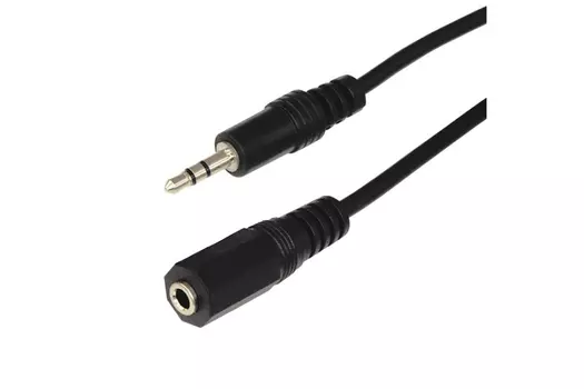 Кабель Jack 3.5mm(F)-Jack 3.5mm(M), экранированный, 10м, черный REXANT (17-4008)