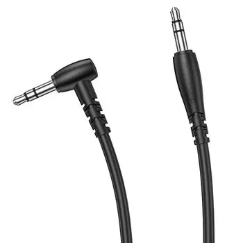 Кабель Jack 3.5mm(M)-Jack 3.5mm(M) угловой/прямой, 1м, черный Borofone BL10 (6974443382167)
