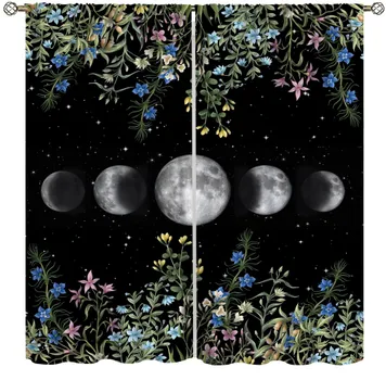 Шторы Moon для спальни, гостиной, затемняющие шторы, теплоизоляционные окна, шторы для детской комнаты, 2 панели W55 X H120cm X 2&HOOK