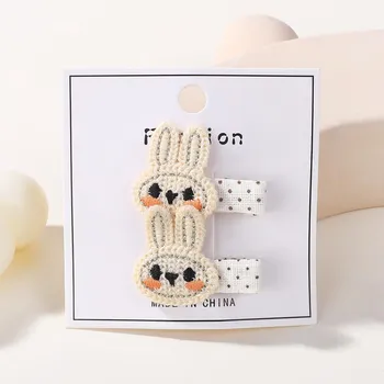 LOVEKIKI 2Pcs/lot Cute Kniting Rabbit Hairgripes for Baby Girl Fashion Flower Hairbangs Hairclip Polka Dot Fashion Kids Headwear