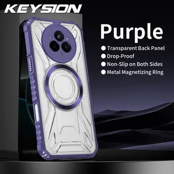 KEYSION Прозрачный магнитный чехол для Realme 14 Pro 5G Силикон+ПК Сверхпрочный Ударопрочный Чехол для телефона для OPPO Realme 14 Pro+ 5G for Realme 14 Pro 5G чёрный