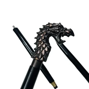 Трость для ходьбы Dragon Solid Handle 93.98 см, черная деревянная палка, портативные трости для ходьбы, уникальные