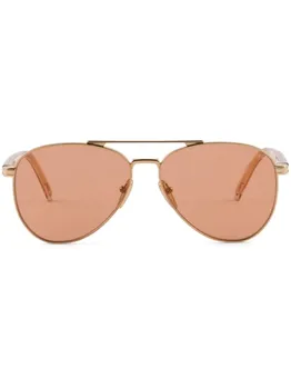 Prada Eyewear солнцезащитные очки-пилоты с гравировкой логотипа, золотистый