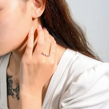 Серебряное кольцо S925 с модным сапфировым рядом, кольцо, полное бриллиантов, цветное циркониевое кольцо, легкая роскошь, мода, простой нишевый дизайн 5