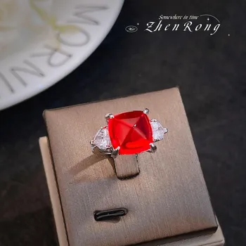 BELLA BOX Минималистичное ежедневное кольцо с королевским сапфиром Sugar Tower, подходящее для женской повседневной вечеринки, модные ювелирные изделия Adjustable Opening синий